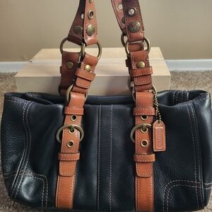 Coach - Vintage Black & Brown Leather Handbag